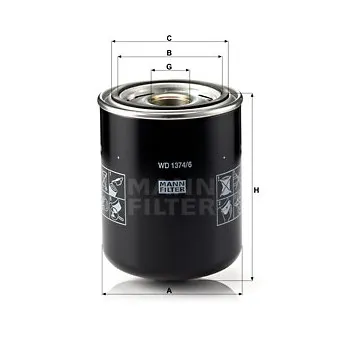 Filtre, système hydraulique de travail MANN-FILTER WD 1374/6