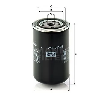Filtre à huile MANN-FILTER WD 940/26