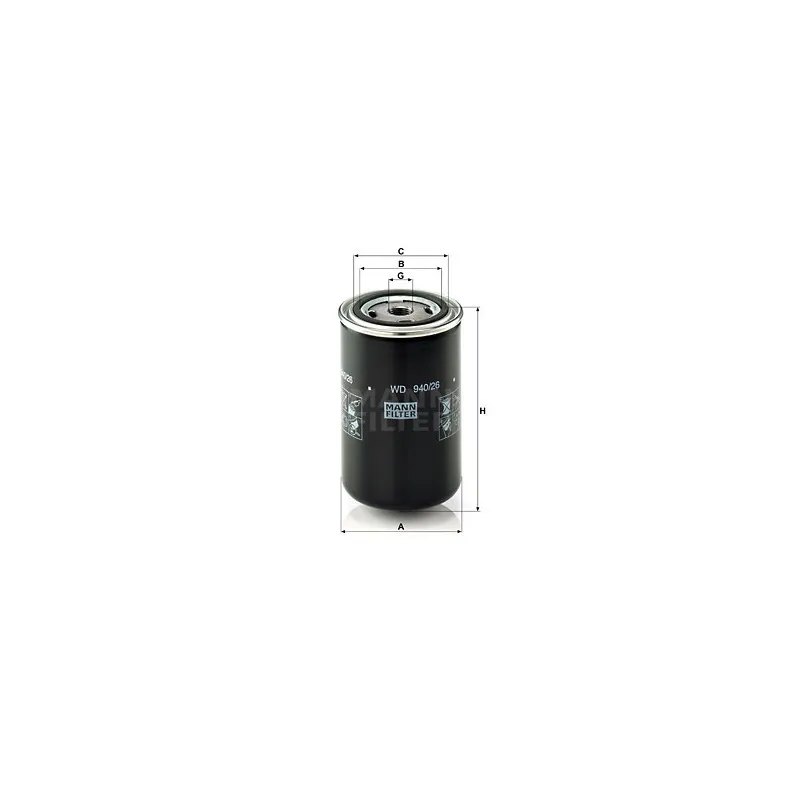 Filtre à huile MANN-FILTER WD 940/26
