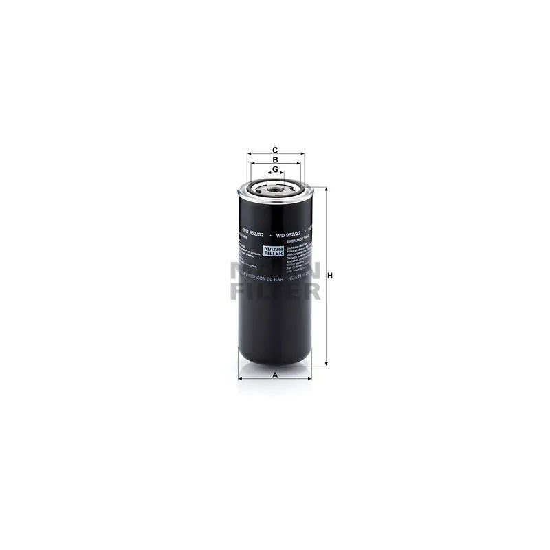 Filtre à huile MANN-FILTER WD 962/32