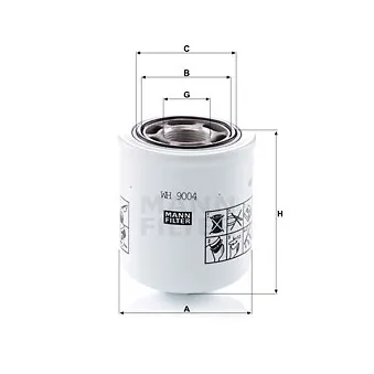 Filtre, système hydraulique de travail MANN-FILTER WH 9004