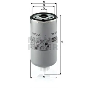 Filtre à carburant MANN-FILTER WK 724/3