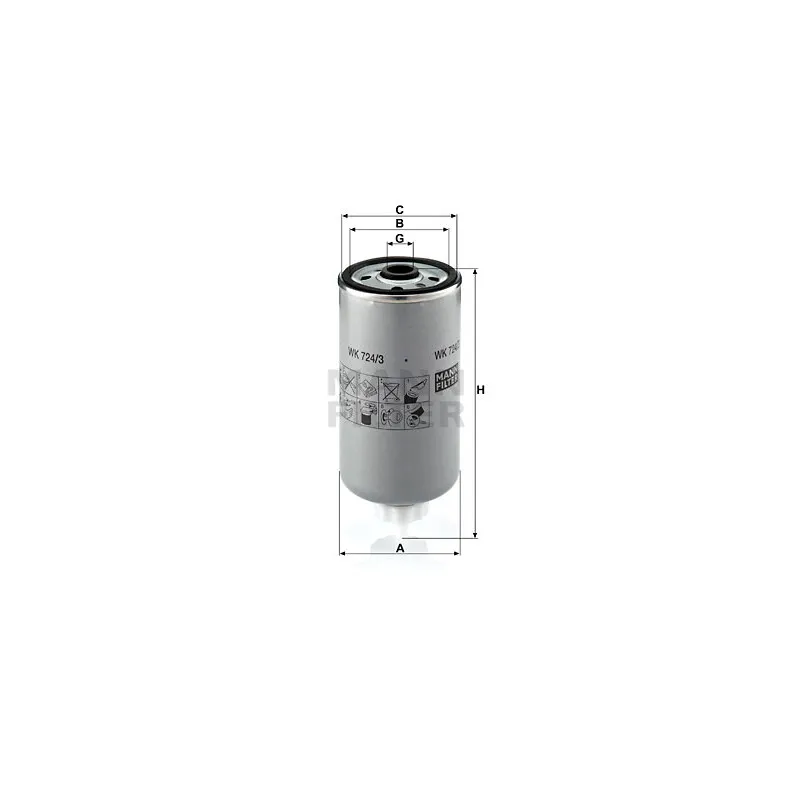 Filtre à carburant MANN-FILTER WK 724/3