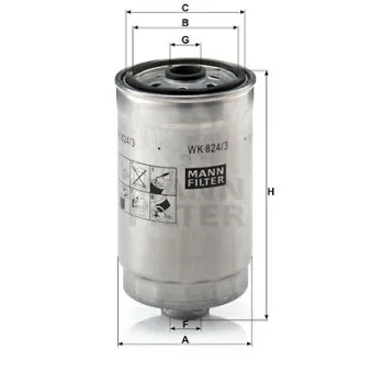 Filtre à carburant MANN-FILTER WK 824/3