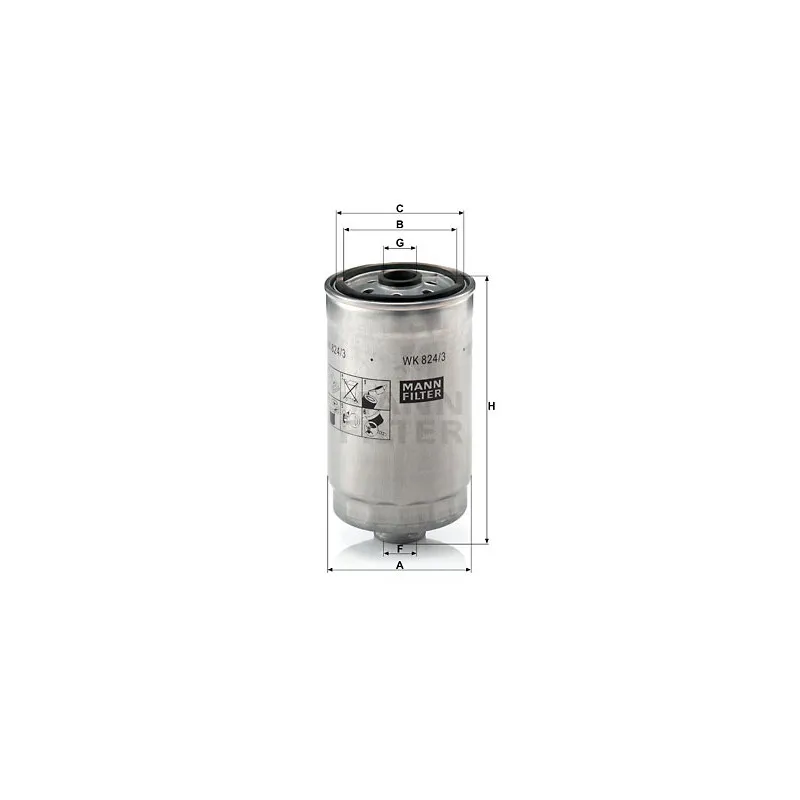 Filtre à carburant MANN-FILTER WK 824/3