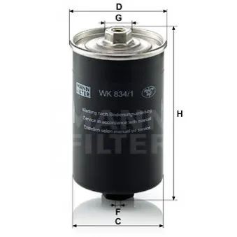 Filtre à carburant MANN-FILTER WK 834/1