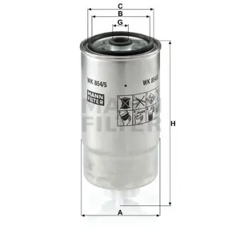 Filtre à carburant MANN-FILTER WK 854/5