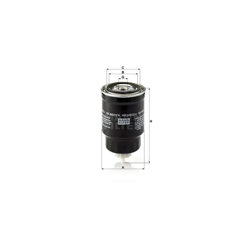 Filtre à carburant MANN-FILTER WK 940/22