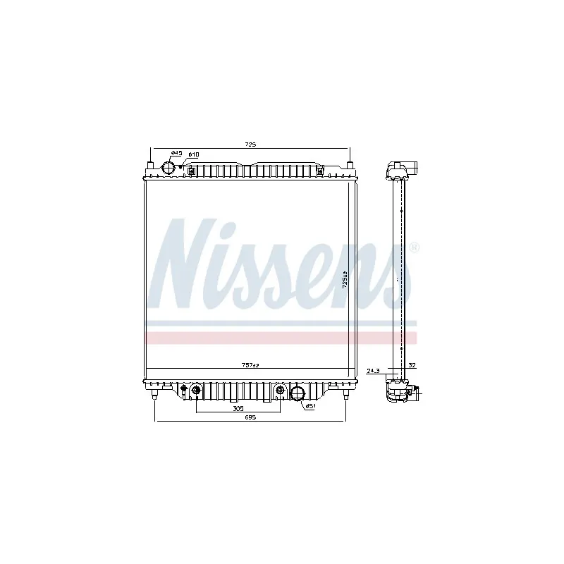 Radiateur, refroidissement du moteur NISSENS 606157