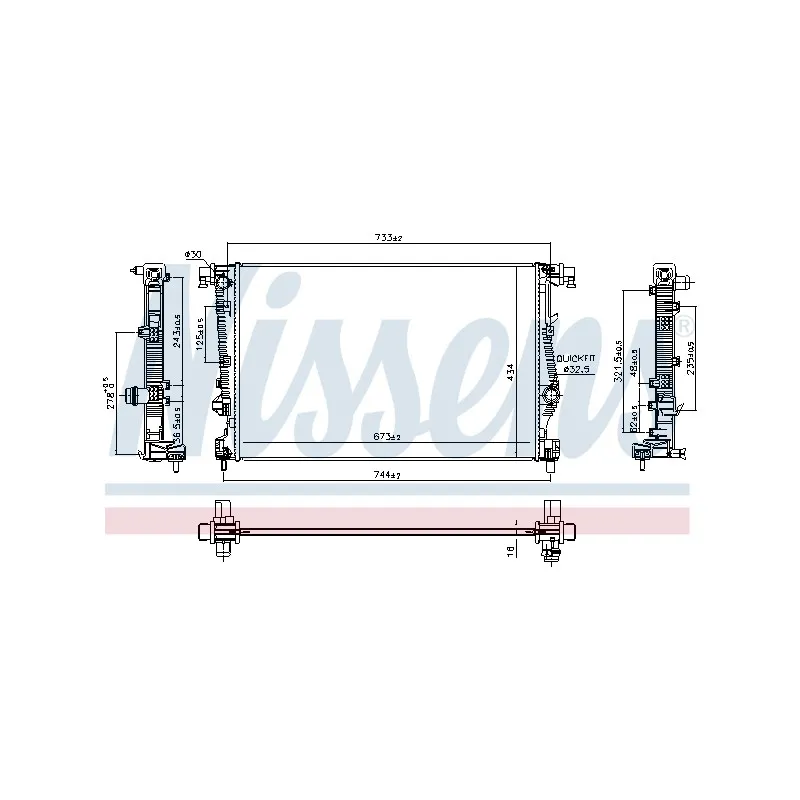 Radiateur, refroidissement du moteur NISSENS 61042