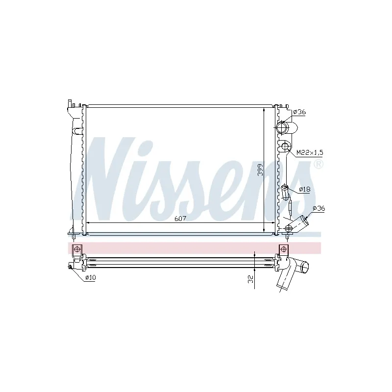 Radiateur, refroidissement du moteur NISSENS 61302A