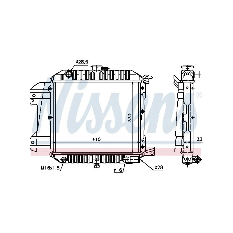 Radiateur, refroidissement du moteur NISSENS 61590