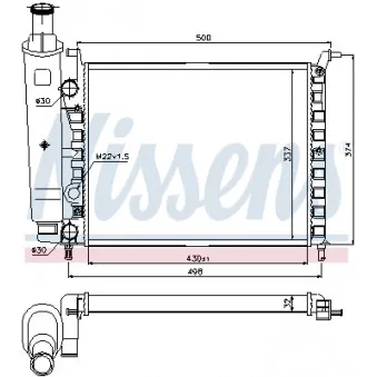 Radiateur, refroidissement du moteur NISSENS 617857