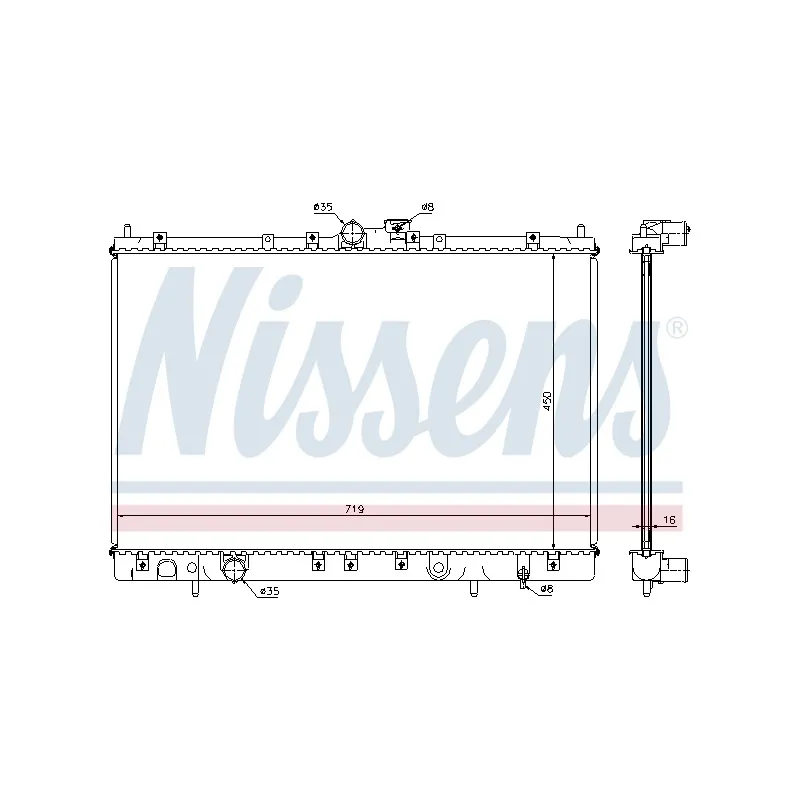 Radiateur, refroidissement du moteur NISSENS 62806A