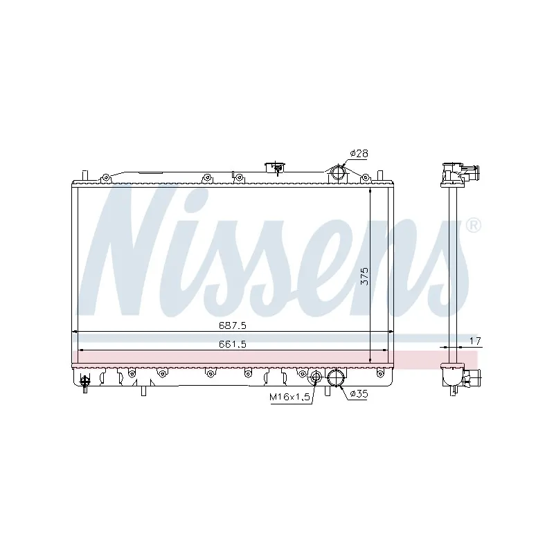 Radiateur, refroidissement du moteur NISSENS 62834