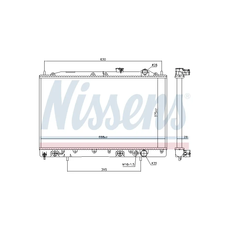 Radiateur, refroidissement du moteur NISSENS 62835