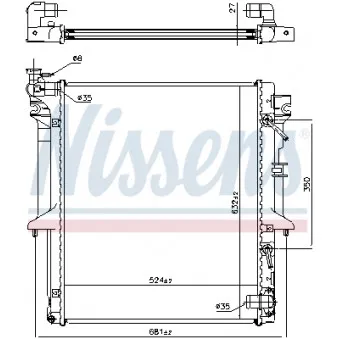 Radiateur, refroidissement du moteur NISSENS 628966