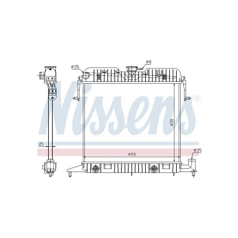 Radiateur, refroidissement du moteur NISSENS 63041