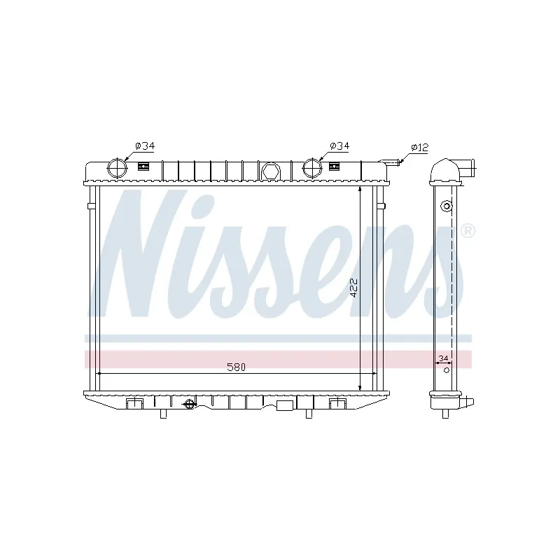 Radiateur, refroidissement du moteur NISSENS 63056