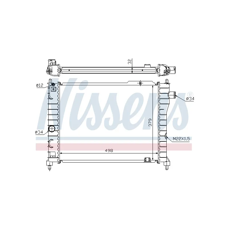 Radiateur, refroidissement du moteur NISSENS 63062A
