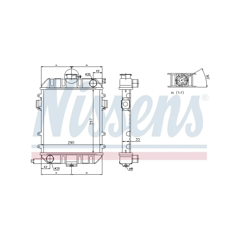 Radiateur, refroidissement du moteur NISSENS 63070