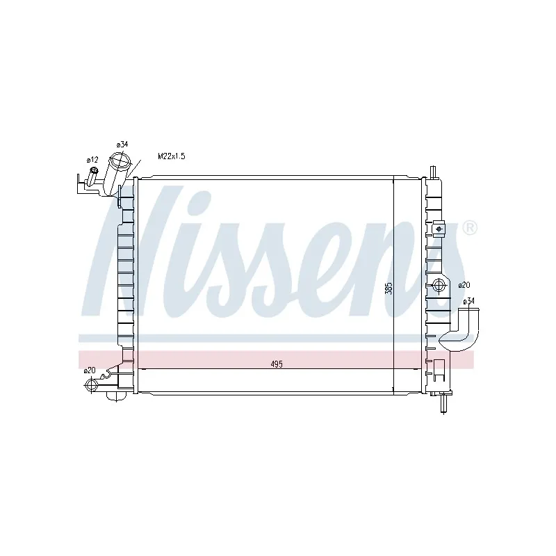Radiateur, refroidissement du moteur NISSENS 63081