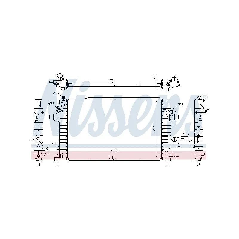 Radiateur, refroidissement du moteur NISSENS 63112A