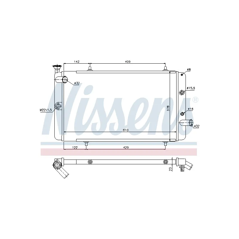 Radiateur, refroidissement du moteur NISSENS 63742