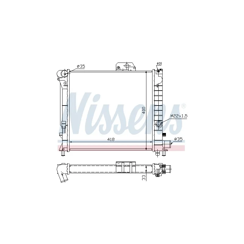 Radiateur, refroidissement du moteur NISSENS 64039