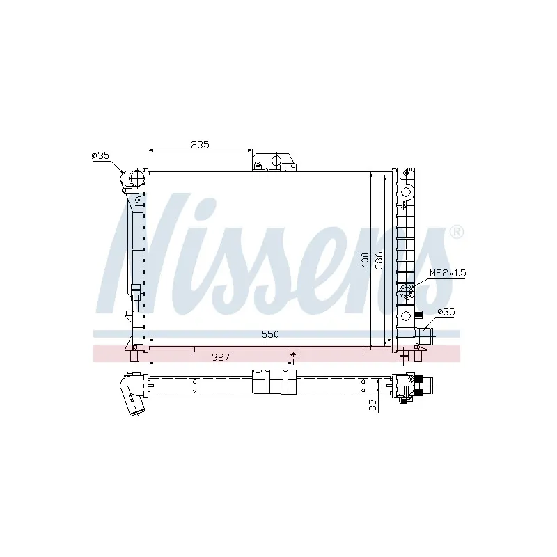 Radiateur, refroidissement du moteur NISSENS 64046