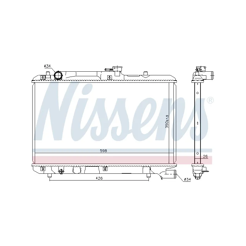 Radiateur, refroidissement du moteur NISSENS 641775