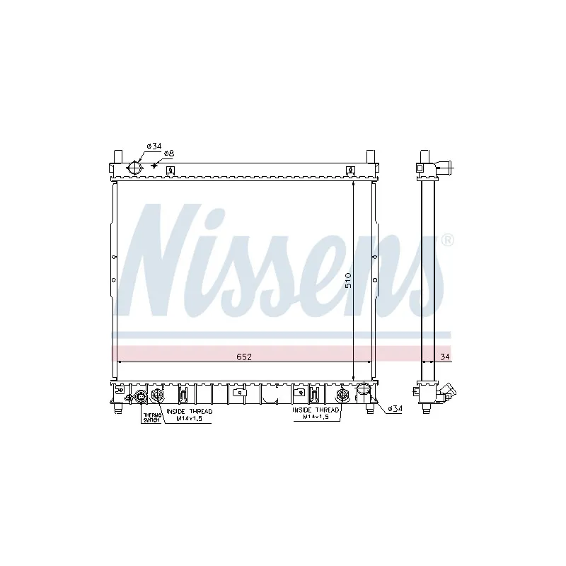 Radiateur, refroidissement du moteur NISSENS 64318