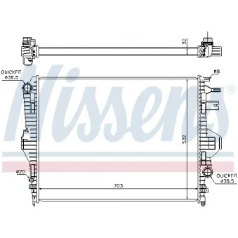 Radiateur, refroidissement du moteur NISSENS 65299
