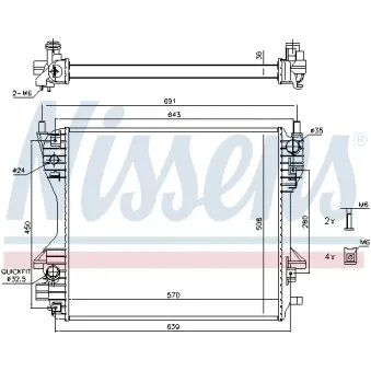 Radiateur, refroidissement du moteur NISSENS 66707