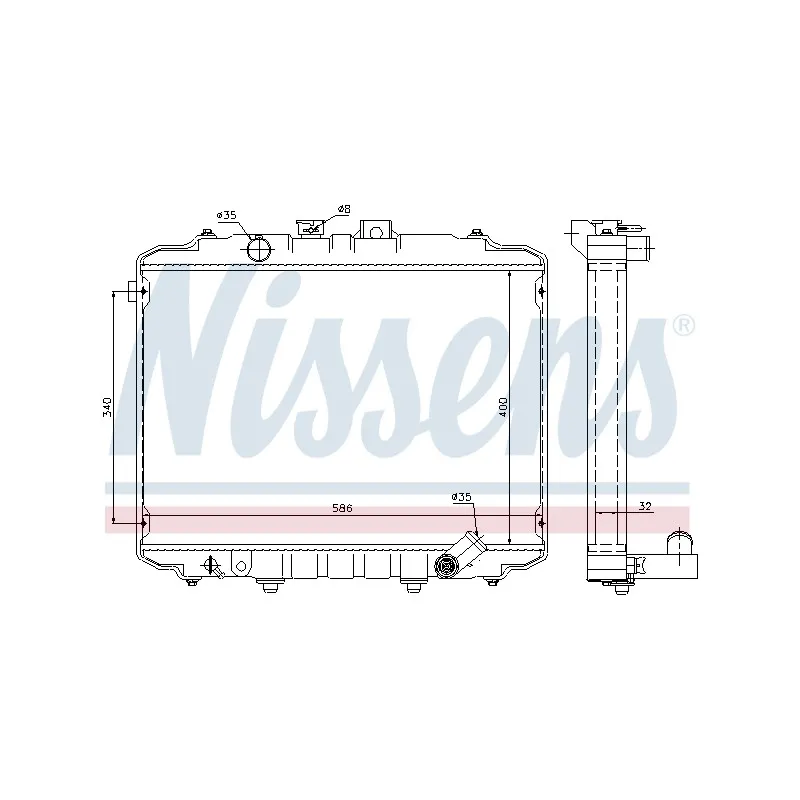 Radiateur, refroidissement du moteur NISSENS 67490