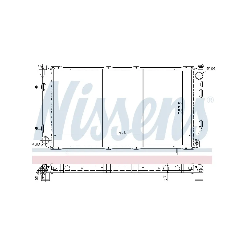 Radiateur, refroidissement du moteur NISSENS 67700