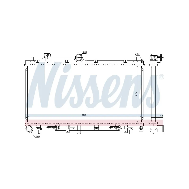 Radiateur, refroidissement du moteur NISSENS 67716