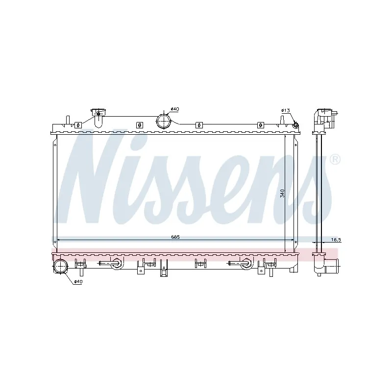 Radiateur, refroidissement du moteur NISSENS 67730