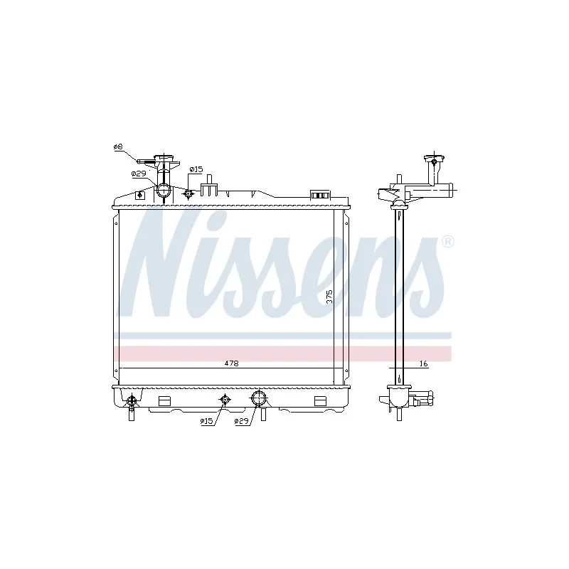 Radiateur, refroidissement du moteur NISSENS 68187