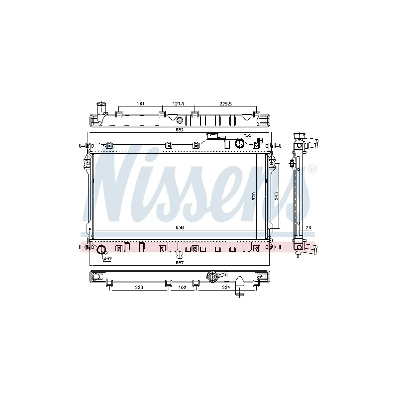 Radiateur, refroidissement du moteur NISSENS 68559