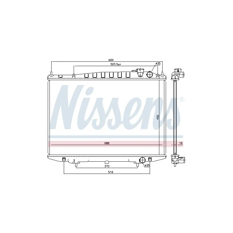 Radiateur, refroidissement du moteur NISSENS 68749