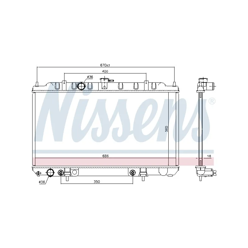Radiateur, refroidissement du moteur NISSENS 68807
