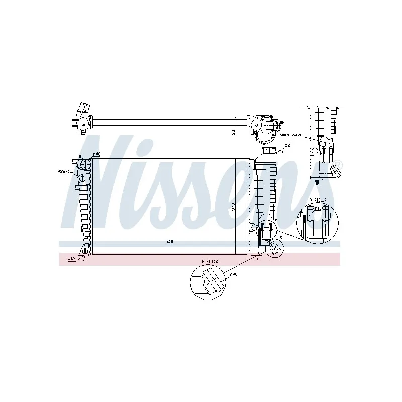 Radiateur, refroidissement du moteur NISSENS 690733