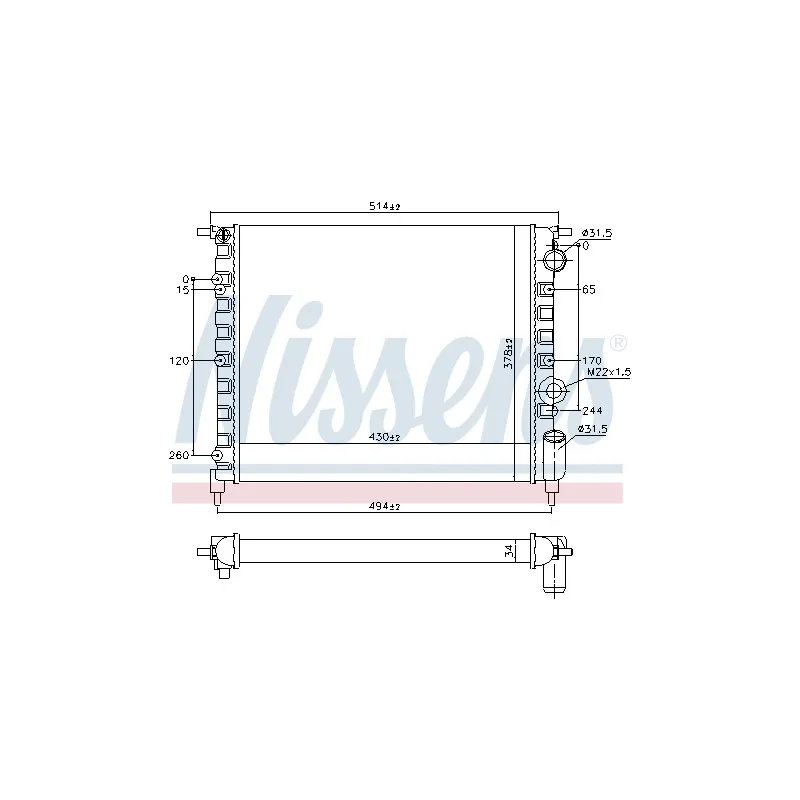 Radiateur, refroidissement du moteur NISSENS 690744
