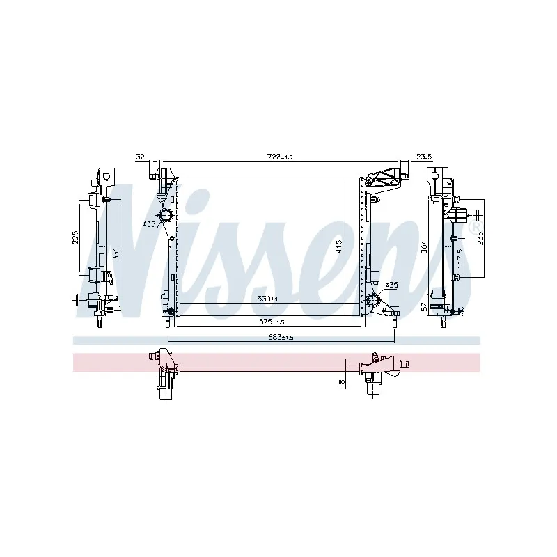Radiateur, refroidissement du moteur NISSENS 690926