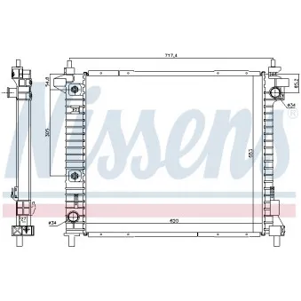 Radiateur, refroidissement du moteur NISSENS 69094