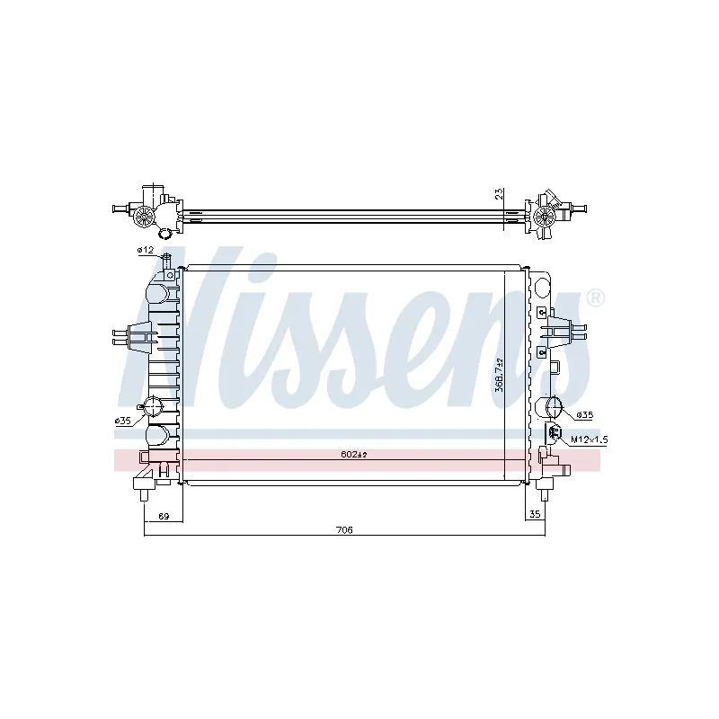 Radiateur, refroidissement du moteur NISSENS 693262