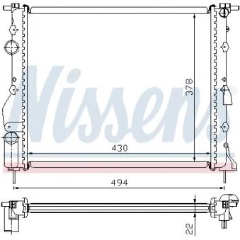Radiateur, refroidissement du moteur NISSENS 693325