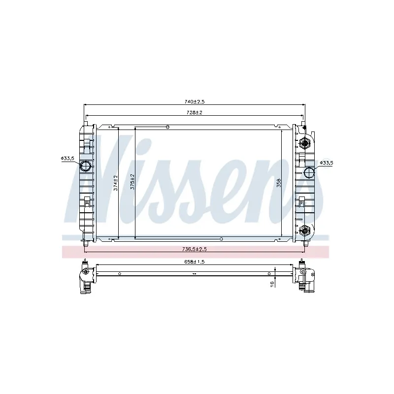 Radiateur, refroidissement du moteur NISSENS 69458