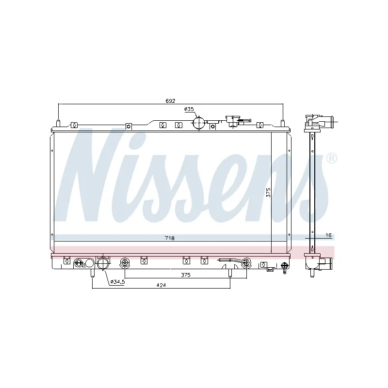 Radiateur, refroidissement du moteur NISSENS 69481